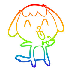 rainbow gradient line drawing cute cartoon dog