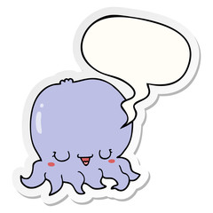 cartoon jellyfish and speech bubble sticker