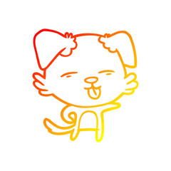 warm gradient line drawing cartoon dog sticking out tongue