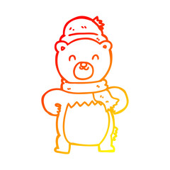 warm gradient line drawing cute cartoon bear