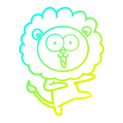 cold gradient line drawing happy cartoon lion