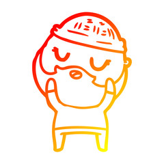 warm gradient line drawing cute cartoon man with beard