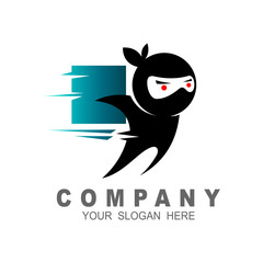 Box ninja logo icon design stock vector, ninja logo with fast + delivery icon  © nur