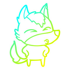 cold gradient line drawing cartoon wolf whistling