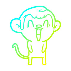 cold gradient line drawing cartoon laughing monkey