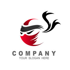 ninja logo simple with ribbon © nur
