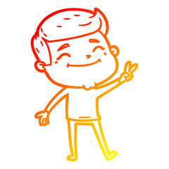 warm gradient line drawing happy cartoon man