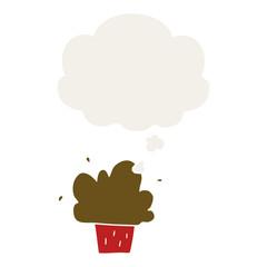 cartoon cupcake and thought bubble in retro style