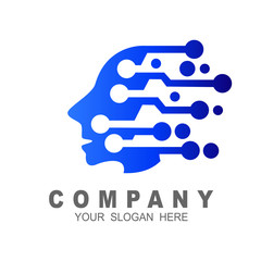 Face technology logo template and design illustration