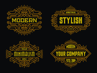 Vintage Badges Modern Minimalism Line Art Ornament Frame Decorative Graphic Design Element