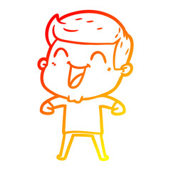 warm gradient line drawing cartoon man laughing