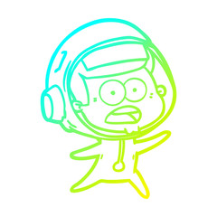 cold gradient line drawing cartoon surprised astronaut