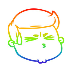 rainbow gradient line drawing cartoon male face