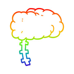 rainbow gradient line drawing cartoon brain