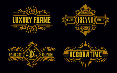 Luxury Badges Modern Minimalism Line Art Ornament Frame Decorative Graphic Design Element