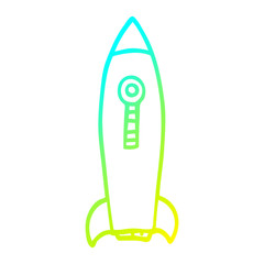 cold gradient line drawing cartoon space rocket