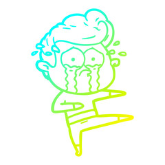 cold gradient line drawing cartoon crying dancer