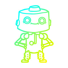 cold gradient line drawing cartoon robot