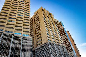 Obraz premium District downtown. View of the beautiful modern high-rise buildings.
