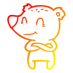 warm gradient line drawing friendly bear cartoon