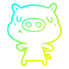 cold gradient line drawing cartoon content pig