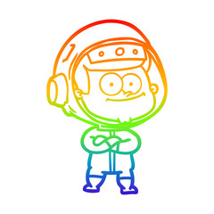 rainbow gradient line drawing happy astronaut cartoon
