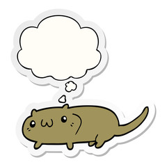 cartoon cat and thought bubble as a printed sticker