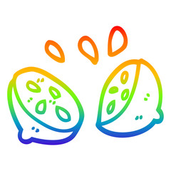 rainbow gradient line drawing cartoon halved lime