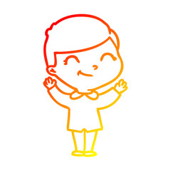 warm gradient line drawing cartoon boy smiling