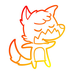 warm gradient line drawing friendly cartoon fox