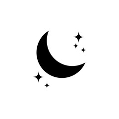 Moon and stars icon isolated. Flat design. Vector Illustration.Night with moon and stars icon in flat style. Night symbol for your web site design, logo. Vector EPS 10.