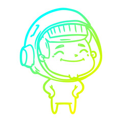 cold gradient line drawing happy cartoon astronaut