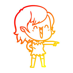 warm gradient line drawing cute cartoon happy vampire girl
