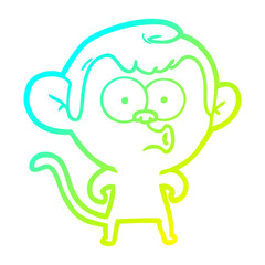 cold gradient line drawing cartoon hooting monkey