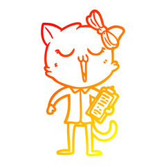 warm gradient line drawing cartoon cat