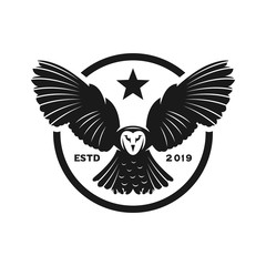 owl logo design with circles