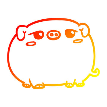 recommend clip art: warm gradient line drawing cute cartoon pig