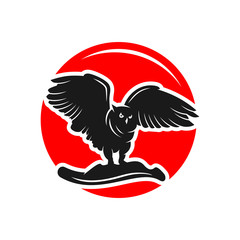 owl logo design with circles