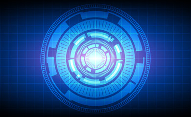 Abstract technology circles with space at center on dark blue color background