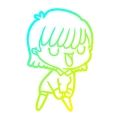 cold gradient line drawing cartoon woman