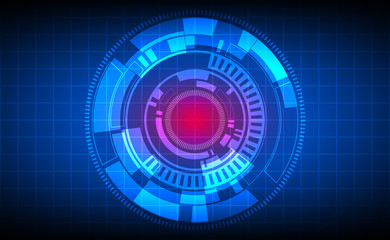 Abstract technology circles with space at center on dark blue color background