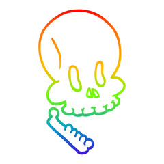 rainbow gradient line drawing cartoon halloween skull