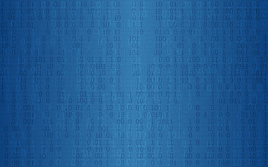 Abstract technology background with binary code pattern on dark blue color