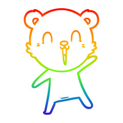 rainbow gradient line drawing happy cartoon polar bear