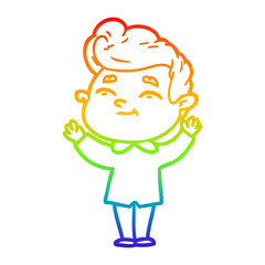 rainbow gradient line drawing happy cartoon man