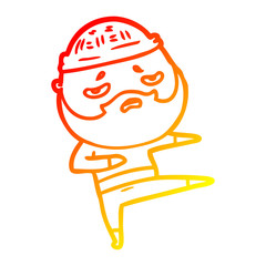 warm gradient line drawing cartoon worried man with beard