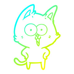 cold gradient line drawing funny cartoon cat