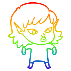rainbow gradient line drawing pretty cartoon elf girl