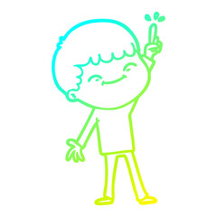 cold gradient line drawing cartoon happy boy