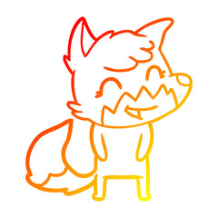 warm gradient line drawing happy cartoon fox